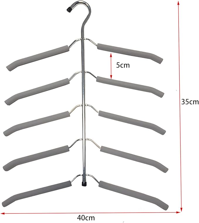 3 Pack 5 in 1 Hangers Blouse Tree Hangers Non Slip Space Saving Clothes Hanger Multi-Layer Clothes Hanger Stainless Steel Sweater Shirt Hanger Closet Storage Organizer(Grey)