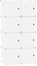 C&AHOME Cube Storage Organizer with Doors, 8-Cube Shelf, Closet Cabinet, DIY Plastic Modular Bookshelf, Storage Shelves Ideal for Bedroom,Living Room,24.8" L × 12.4" W × 48.4" H Milky UGSHS3008M