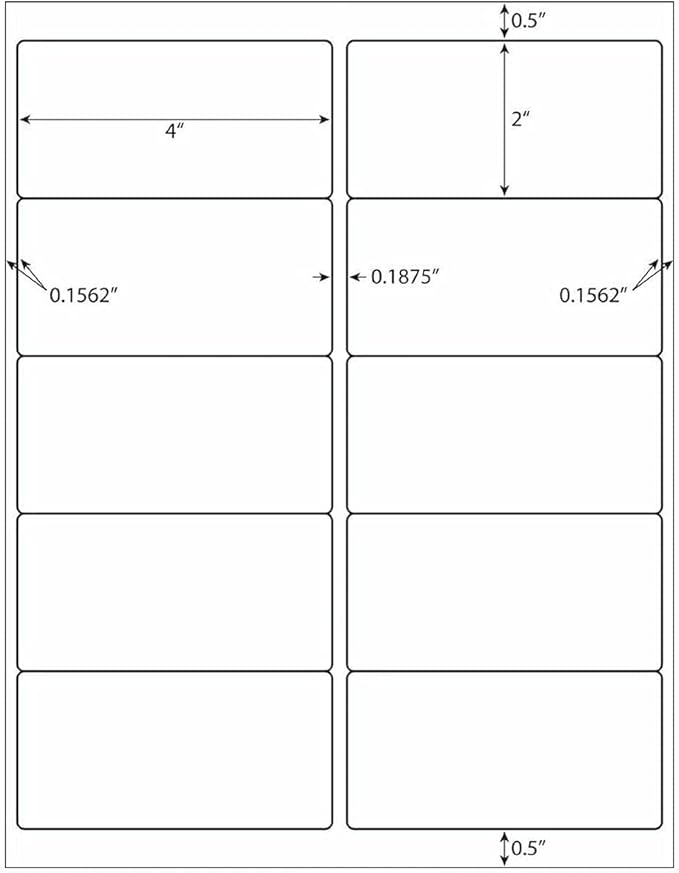 10up Shipping Address Labels, 2 X 4 Labels, Compatible Laser/Inkjet Printer, 5163/18163 Templates Available (2000 Sheets -20000 Labels)
