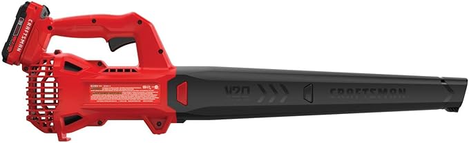 CRAFTSMAN 20V MAX Cordless Leaf Blower with Battery and Charger, Hard Surface Electric Leaf Blower,Powerful up to 90 MPH, Red (CMCBL710D1)