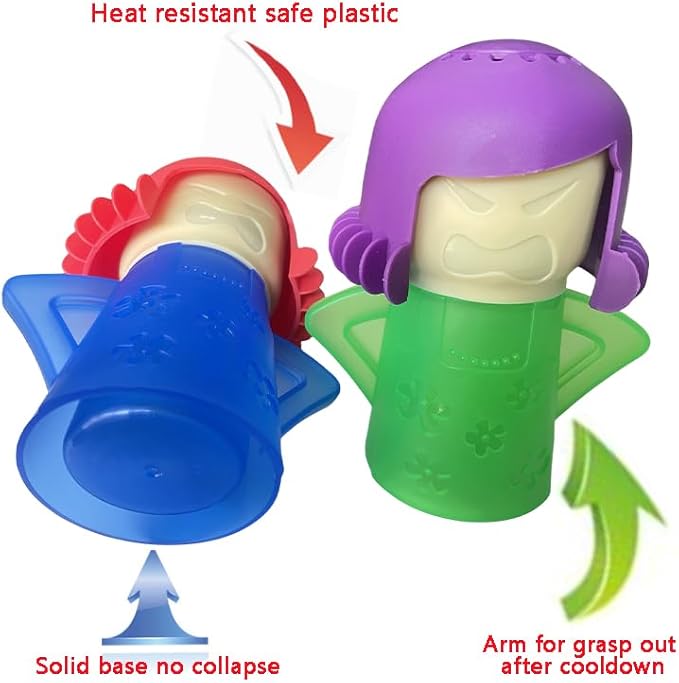 Angry Mama Microwave Cleaner only with Water and Vinegar Cleans your Kitchen Easily and Safe without Chemical Agent, Reusable Cute Steam Remover as Lovely Tool and Gift to Cooker Auto Cleaning