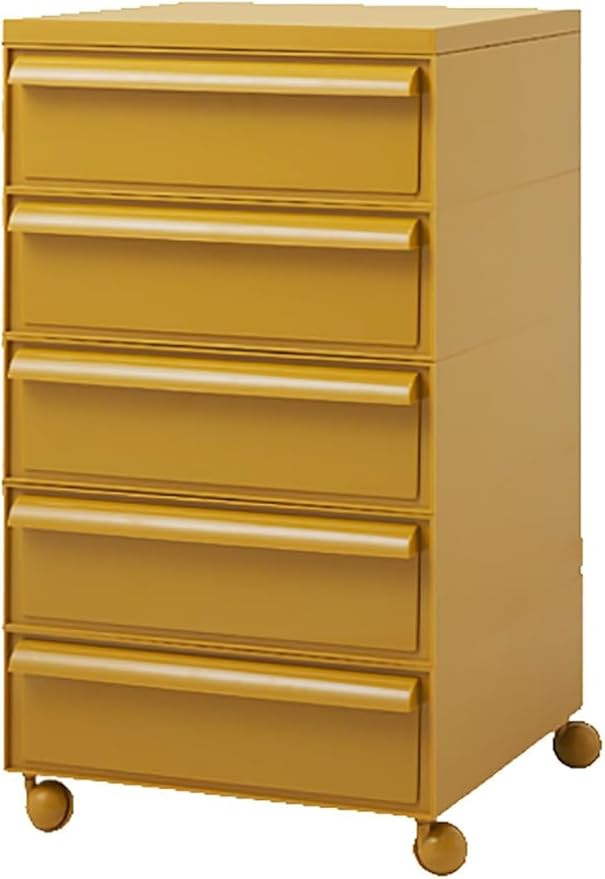 ELEFOCUS 5 Stackable Plastic Storage Bins, rotatable Storage cabinets and Drawers, Bedside Storage Units(Size:42x42x78cm(17x17x31inch),Color:Yellow)