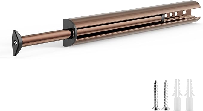 Valet Rod 14-Inch，Tenovel Pull-Out Closet Clothes Closet Hanging Rod, Rust-Free Closet Hanging Clothes Hat Rack Rod (Mounting Screws Included)-Rose Gold