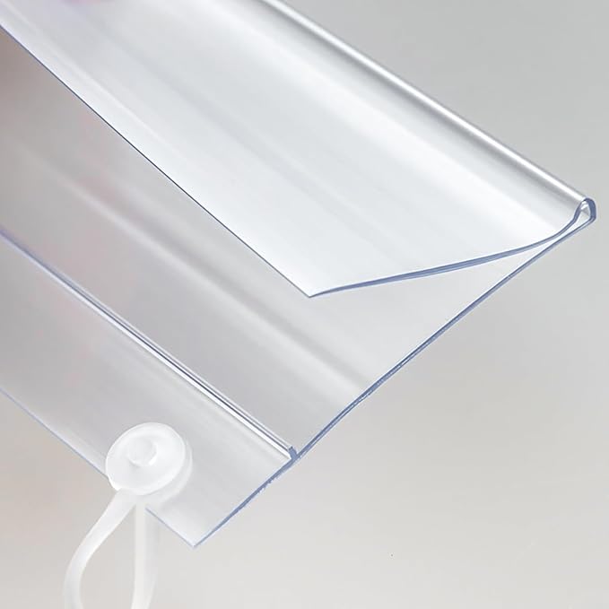 Elsjoy 100 Pack Plastic Wire Shelf Label Holders, 4" x 2.3" Clear Price Tag Holder Sign & Ticket Holder with Double Snap Lock Closure, Reusable Basket Label Holders for Market, Retail Shop, Pantry