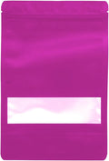 100PCS Foil Pouch Mylar Bags with Clear Window,ULIFESTAR Stand Up Sealable Bags with Tear Notches,Resealable for Food,Party Favors,Gift Packaging and Small Business(16 * 24cm/6.3 * 9.45",Purple)