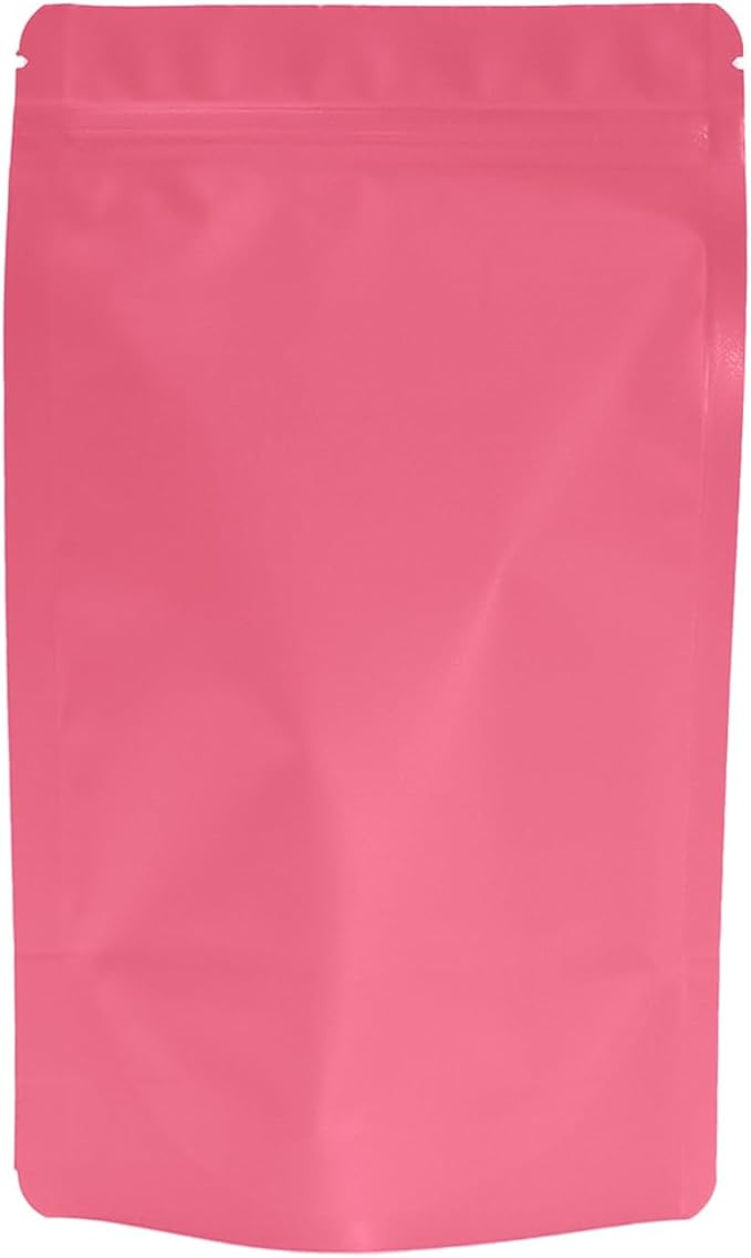 100PCS Smell Proof Resealable Pouch Bags,ULIFESTAR Aluminum Foil Flat Food Storage Bag,Sealable Pcsaging Zipper Pouches with Tear Notches for Pcsaging Lipgloss,Jewelry,etc(12*20cm/4.72*7.87",Pink)