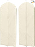 Univivi Premium Breathable Oxford Dress Cover Garment Bag, 60 inch Garment Bag for Hanging Clothes, Closet Clothes Storage, Dress, Jacket, Suit & Coat Bag - Beige,2 Pack