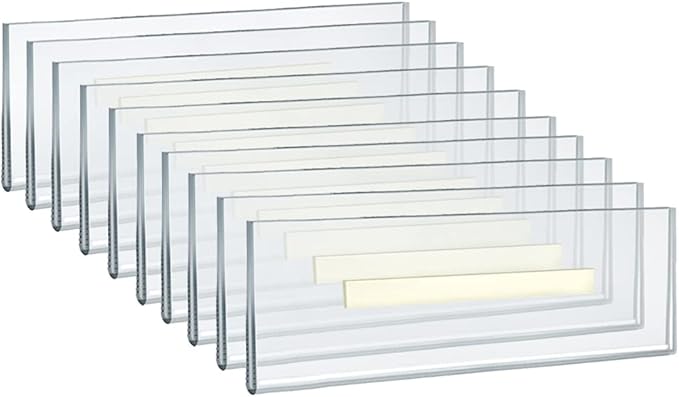 Azar Displays, 122018, Adhesive Clear Acrylic Wall Sign Holder Display, Landscape Frame for Posters, Flyers, Art, Business, School, Nameplates & Doorway Signs, 10 Pack, 8.5" x 2.5"