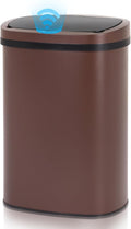 13 Gallon Automatic Trash Can with Lid, Touch Free Stainless Steel Kitchen Trash Can Touchless Garbage Can 50L High Capacity Electronic Sensor Trash Bin Waste Bin for Room Kitchen Office (Brown)