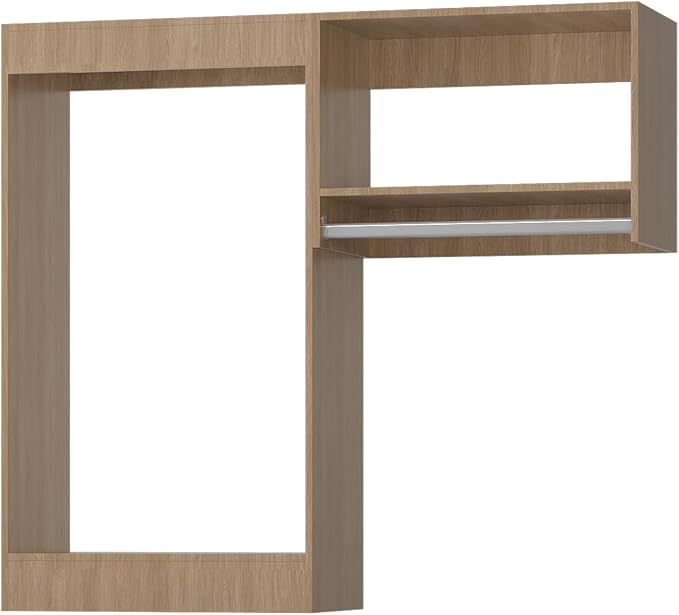 ROOMTEC Modular Closet System, 49" Wall-Mounted Closet Organizer with Hanging Rods, Wooden Tower for Walk-In Closets, Wardrobe Storage Kit, Wood