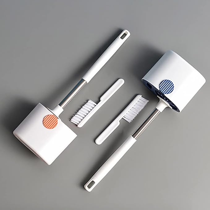 Toilet Brush and Holder Set, Wall-Mounted Floor-Standing Toilet Cleaning Tools with Base Home Cleaning Brush Bathroom Accessories (Color : Gray) (Orange)