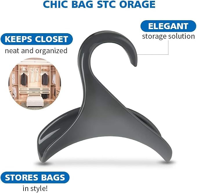Purse Hanger for Closet Rod - Handbag Storage Organizer - Acrylic Hangers for Hanging Purses, Backpacks, Satchels, Crossovers, Totes (4 Pack)