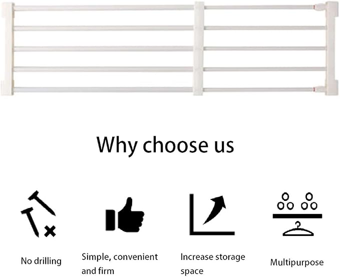 Adjustable Shelf Organizer Expandable Closet Shelf and Rod with No Drilling for Wardrobe Cupboard Kitchen Bookcase (18.2" - 29.5")