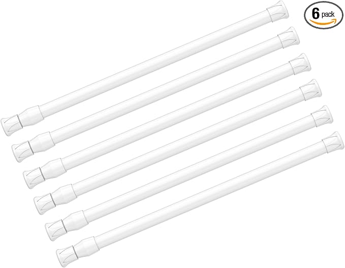 AIZESI Spring Tension Curtain Rods Short Tension Rod (White,12" to 19"-6Pcs)