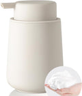 YAUKPH Matte Beige Foaming Hand Soap Dispenser Plastic 11 oz - Modern Minimalist Style for Bathroom & Kitchen Countertop Refillable