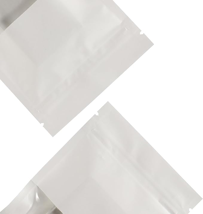 100PCS Resealable Kraft Paper Packaging Bags with Clear Window, Food Grade Heat Sealed Zipper Pouches for Coffee, Tea, Nuts, Snacks, Cookies (White, 7 * 9CM/2.8"*3.5"-100PCS)