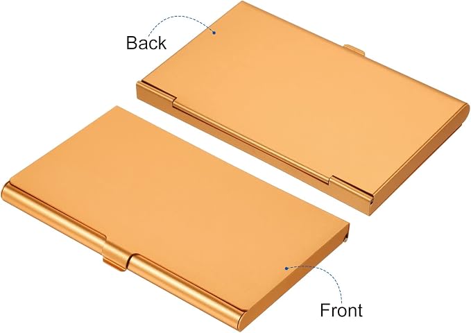 PATIKIL Business Card Holder, Aluminum Alloy Flip Cover Slim Name Cards Case for Women Men, Gold Tone
