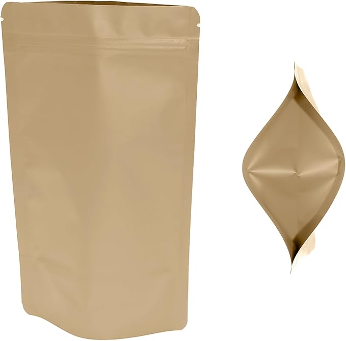 100PCS Smell Proof Resealable Pouch Bags,ULIFESTAR Aluminum Foil Flat Food Storage Bag,Sealable Pcsaging Zipper Pouches with Tear Notches for Pcsaging Lipgloss,Jewelry,etc(12*20cm/4.72*7.87",Gold)