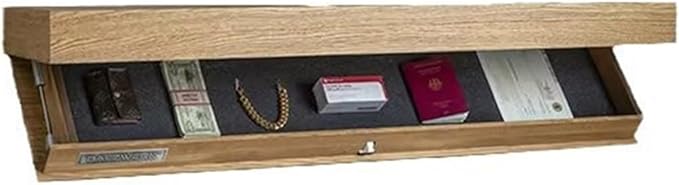 Wall Hanging Storage Box Rectangle Sturdy Durable Wood Hidable Double Layer Storage Case for Bedroom Living Room Office(wood)