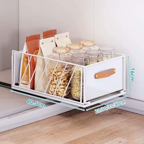 2 Pack Carbon Steel Slide Out Cabinet Organizer, Heavy Duty Pull-Out Pantry Shelves, Foldable Mesh Storage Baskets for Kitchen, Bathroom, Home, Wardrobe