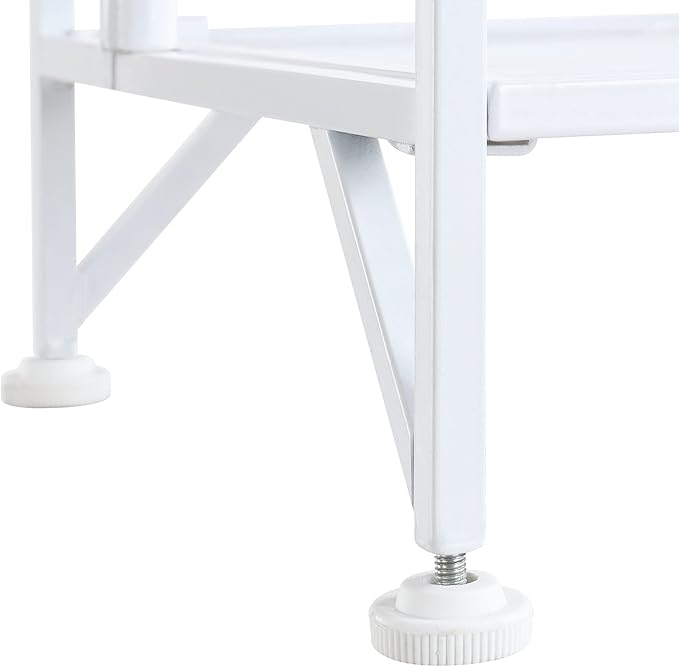 Convenience Concepts Xtra Storage Shelves - 2 Tier Folding Metal Organizer Shelf for Office, Closet, Laundry Room, Garage, Kitchen, Bathroom, & Bedroom, No Tools Assembly, White