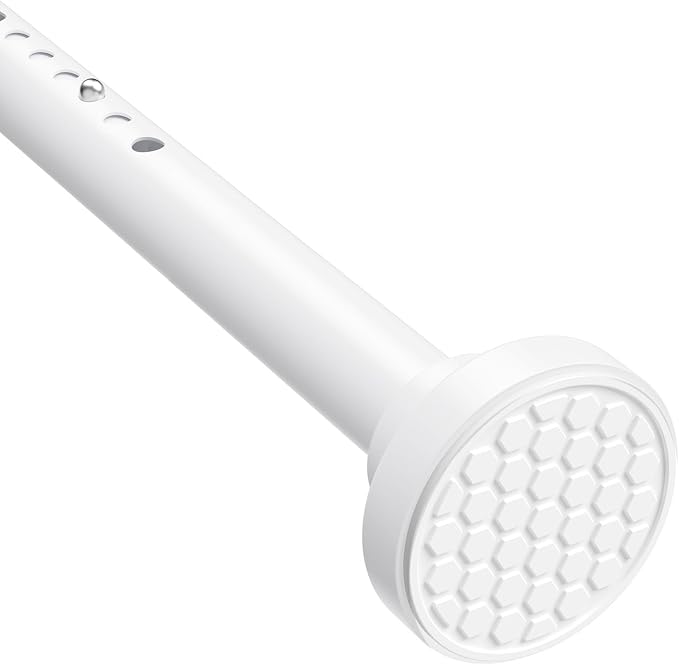 MEXAU White Shower Curtain Rod 40-78 Inch Adjustable 1.26 Inch Diameter Tension Curtain Rod No Drill, Tension Rod for Window, Bedroom, Bathroom, Outdoor, Room Divider