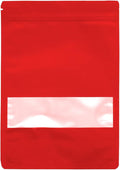 50PCS Foil Pouch Mylar Bags with Clear Window,ULIFESTAR Stand Up Sealable Bags with Tear Notches,Resealable for Food,Party Favors,Gift Packaging and Small Business(18 * 26cm/7.09 * 10.24",Red)
