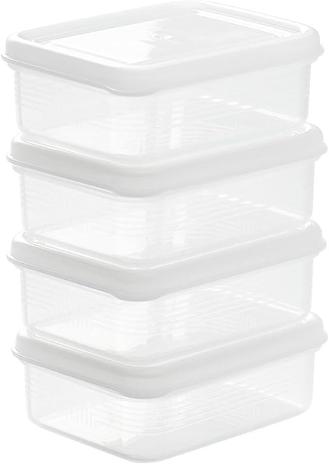 Fruit Storage Containers for Fridge, Bacon Container for Refrigerator, 4PCS Frozen Meat Box Good Sealing Food Grade Refrigerator Storage Container Food Preservation Organizer Box