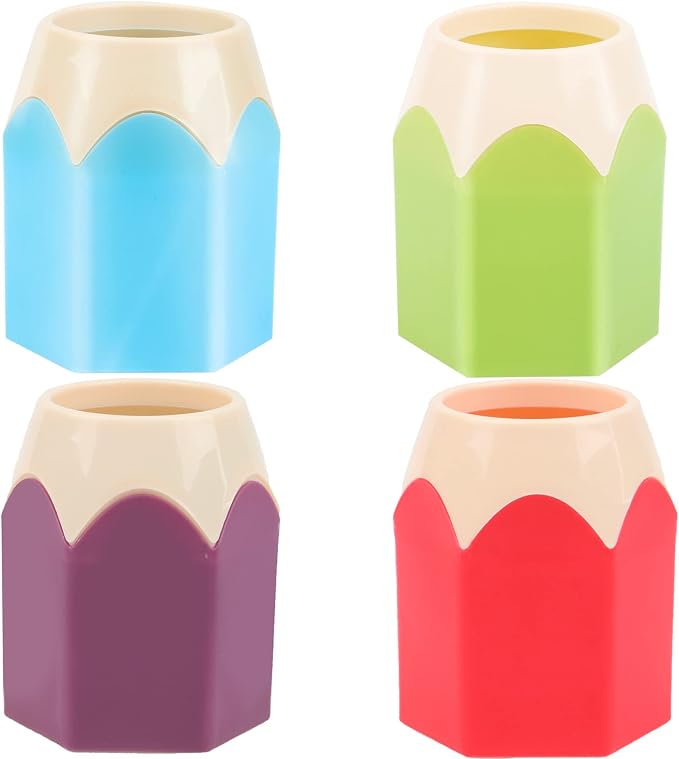 4-Piece Desktop Pen Cup Organizer - Cute Pencil Holders, Makeup Brush Container, Creative Stationery Storage for Office & Home Decoration