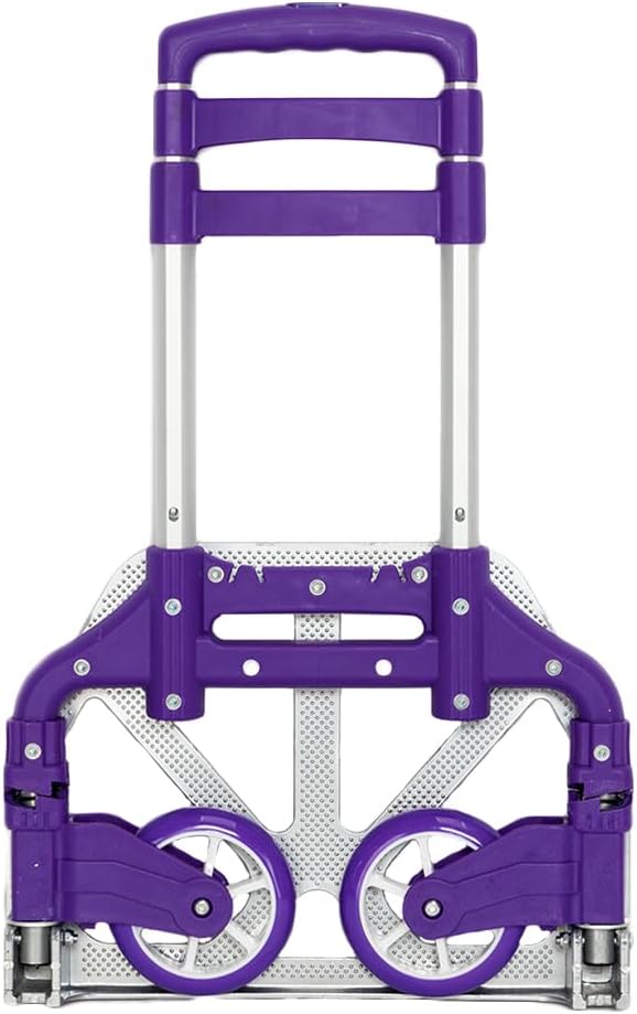 Folding Hand Truck Dolly, 200 lbs Capacity Dolly Cart, Aluminum Portable Foldable Hand Cart with Retractable Handle, Ideal for Shoping, Office, Travel, Moving, Purple