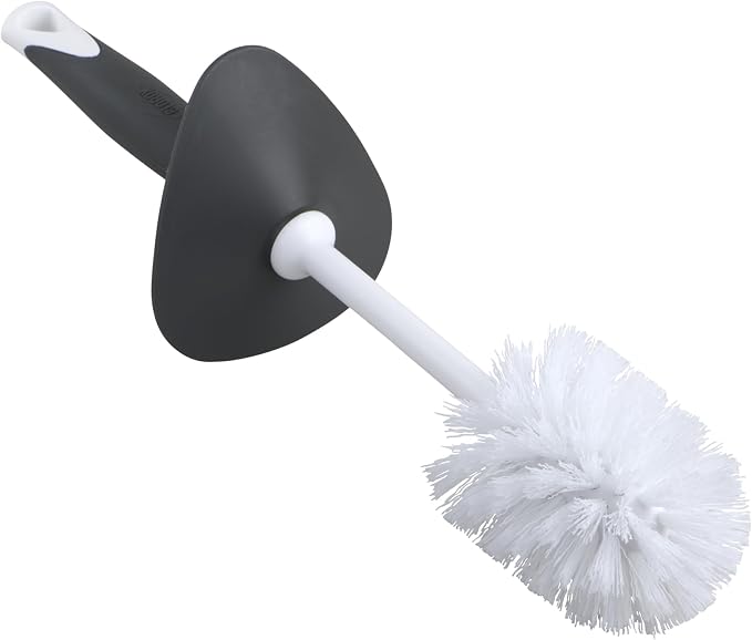 Clorox Covered Toilet Brush and Caddy with Splash Guard & Non-Skid Base, 2-Piece, White