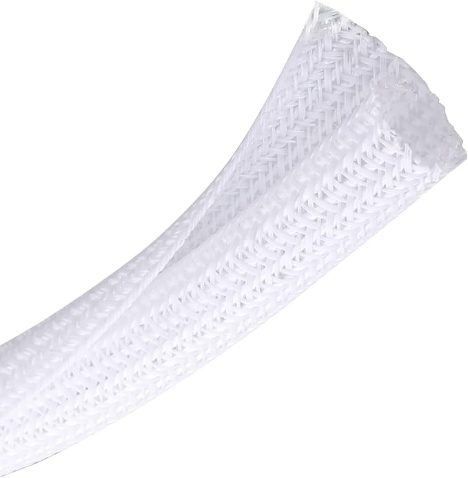 Cable Management Sleeve, Split Design, 25FT - 1.25 Inch, White | Cord Protectors from Pets | Heat & Abrasion Resistant Wire Loom | Automotive Wiring & Home Office Cable Organization