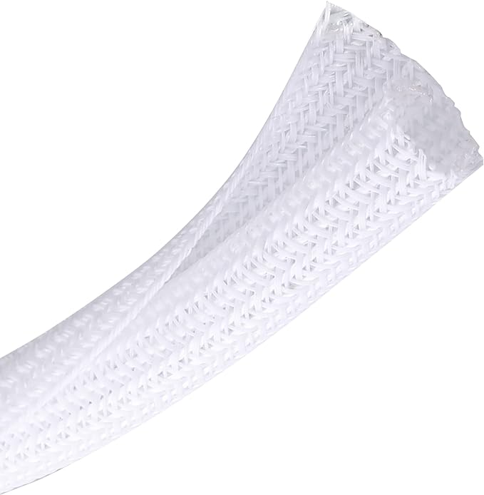 Cable Management Sleeve, Split Design, 25FT - 3/4 Inch, White | Cord Protectors from Pets | Heat & Abrasion Resistant Wire Loom | Automotive Wiring & Home Office Cable Organization