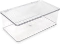 Isaac Jacobs Medium Stackable Organizer Bin (10.75”x6.5”x3.7”) w/ Hinged Lid, Clear Storage Box, Home, Office, School, Fridge, Bathroom, Kitchen, Pantry Container, BPA-Free, Food Safe (Medium, Clear)