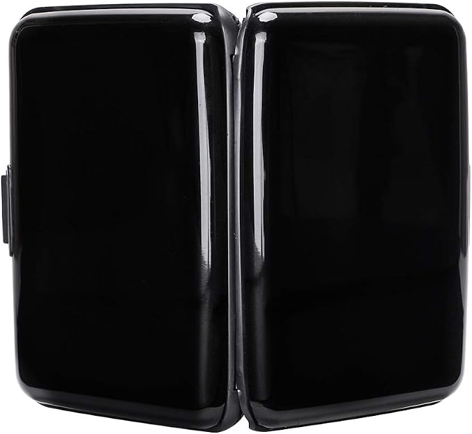 ELFISH RFID Blocking Credit Card Protector Aluminum ID Case Hard Shell Business Card Holders Metal Wallet for Men or Women (Black)
