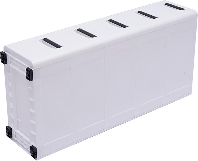 Plastic Storage Cabinet Stackable Storage Cart 5 Drawer Containers Storage Organizer Unit Mobile Stacking Bins [White 7.9"x15.7"x33.1"]