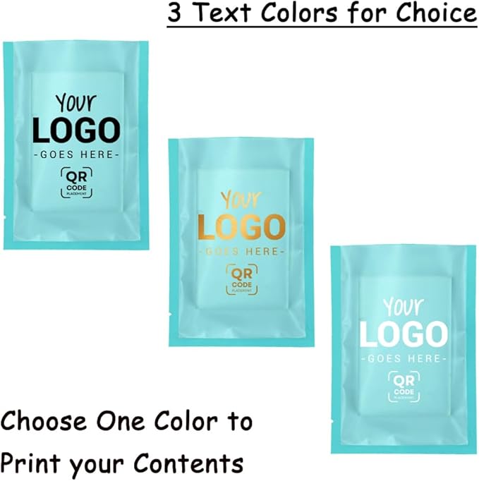 100PCS Customized Vacuum Heat Seal Bag,Open Top Packaging Bag with Clear Front,Single Color Printing for Logo/Text/QR Code (Blue, 13 * 18CM/5.0"*7.1"-100PCS-One Color Print)