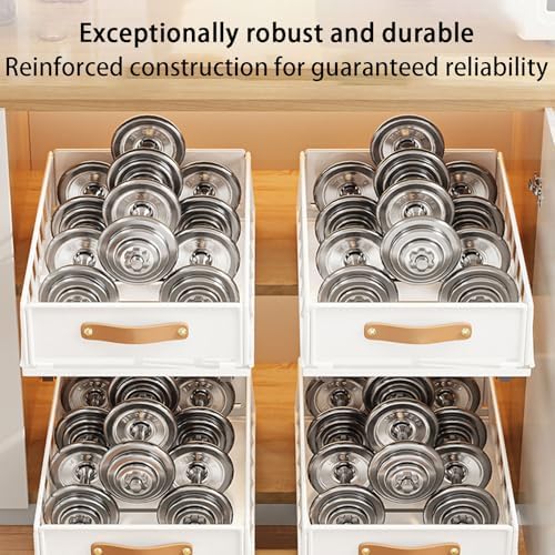 2 Pack Carbon Steel Pull Out Cabinet Organizer, Heavy Duty Slide Out Pantry Shelves, Foldable Mesh Storage Basket for Kitchen, Bathroom, Home, Wardrobe, Space Saver