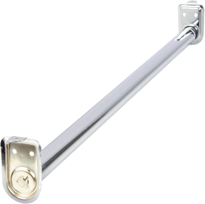 Pemberly Row Adjustable Steel Closet Rod, 30-48 in, Polished Silver Chrome Finish, Durable Heavy Duty Construction, Includes Mounting Hardware, Expandable Hanging Rail for Closet Organization