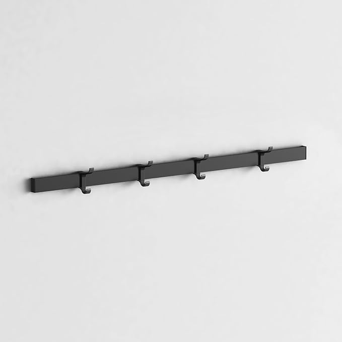 Modern Aluminum Wallmount Organizer, 32.3" Rail with Adjustable 4 Hooks, Wall Rail (Ivory) (Ivory, 32.3" Rail with 4 Hooks)