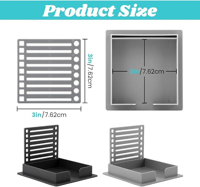 2pcs Multifunctional Sticky Note Holder with Template - Sticky Note Organizer for 3x3 inch Notes, Perfect for Desk, Office, Home & School, Practical Gift for Students, Teachers