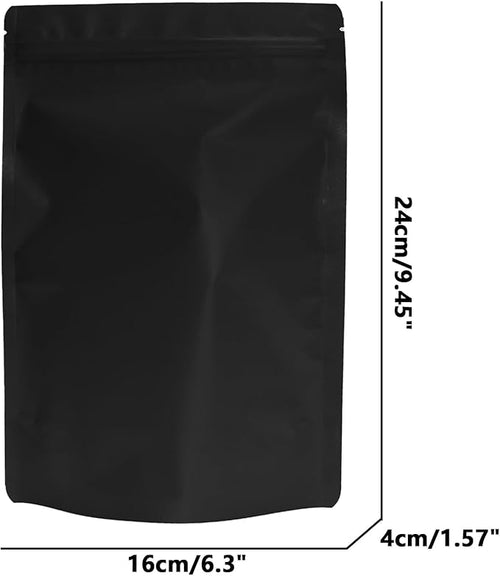 100PCS Smell Proof Resealable Pouch Bags,ULIFESTAR Aluminum Foil Flat Food Storage Bag,Sealable Pcsaging Zipper Pouches with Tear Notches for Pcsaging Lipgloss,Jewelry,etc(16*24cm/6.3*9.45",Black)