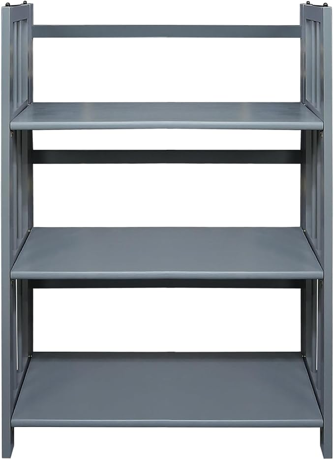 Casual Home 3-Shelf Folding Stackable Bookcase (27.5" Wide)-Slate Gray