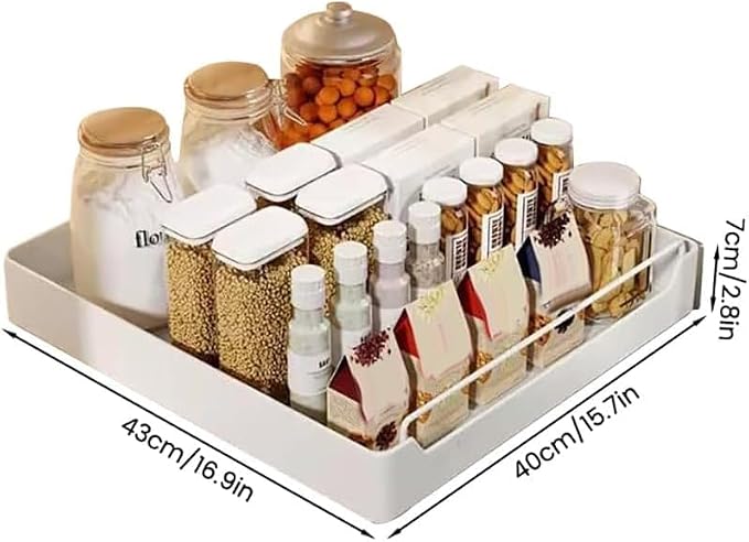 Garvee 15.7'' Pull Out Cabinet Organizer Fixed with Adhesive Durable Film,Sliding Drawers for Cabinets,No Drilling Required-Stainless Steel Material,Can Be Used for Cabinets, Bathroom Sinks
