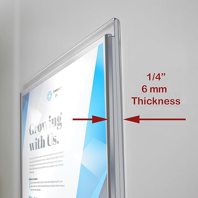 Acrimet Wall Mount Sign Holder Letter Size 8.5 X 11, Clear Crystal Plastic with Self Adhesive on The Back, Perfect for Displaying in Office, Restaurant, School, Home (2 Pack)