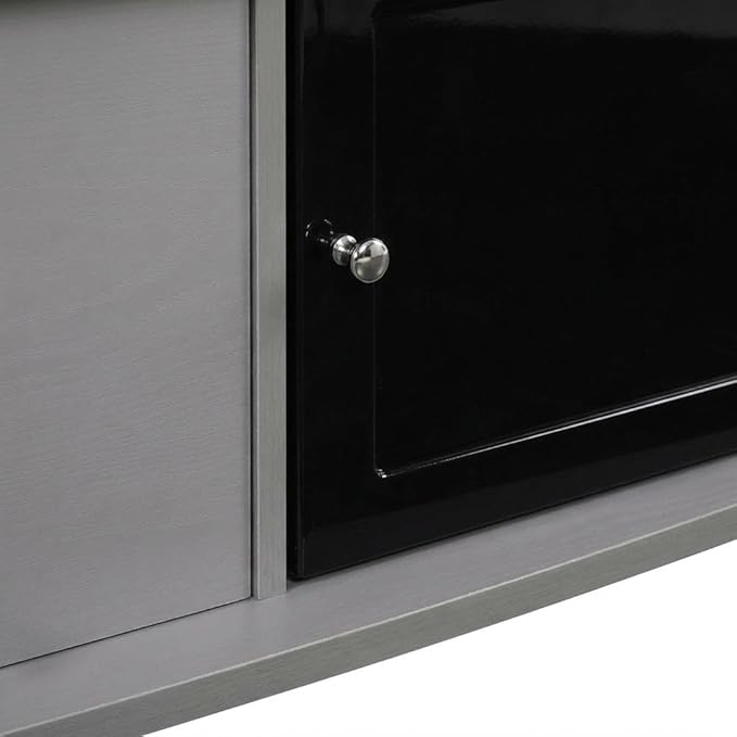 Furnifact Grey TV Stand, 3 Storage Cabinets and Shelf, Modern Design, Durable Particle Board, Fits TVs up to 55 Inches, Supports 60 lbs