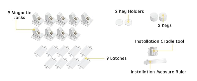 Vmaisi Baby Proofing Magnetic Cabinet Locks (9 Locks and 2 Keys)