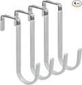 FYY Over the Door Hooks, Single-Hanger 4 Pack, Fits Doors 1 3/8" Silver | Heavy Duty Metal, Hold 20lbs, Rubber-Coated, No-Drilling, for Bathroom Dorm, Hanging Towels Clothes Hats Bags Coats Wreaths