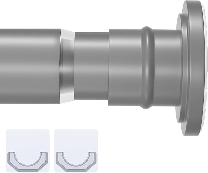 18–32 Inch Small Shower Rod – Adjustable Spring Tension Curtain Rod, No Drilling, Rust-Resistant Gray Short Rod for Windows, Closets, or Bathrooms