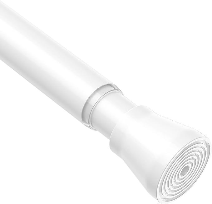 1 Pack Spring Tension Rods 30-64IN, 7/8 Inch Diameter White No Drill Spring Loaded Adjustable Extendable, Small Short Tension Curtain Rod for Windows Kitchen Doorway Closet Cupboard